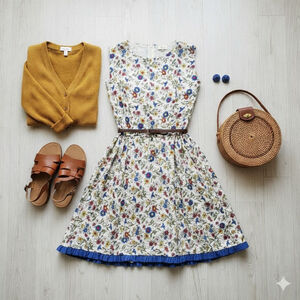 Vintage 60s 70s Floral Girls Kids Juniors Kelly Arden Dress